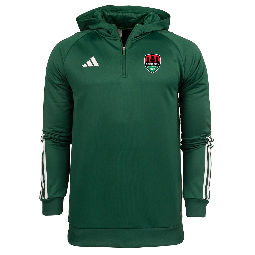 Adidas 23 Green Hooded Quarter Zip Training Top Adult